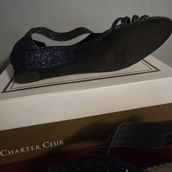 Charter Club Sparkling Navy Evening Sandals - Picture 4 of 5